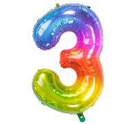 Folat 63243 Ballon Aluminium Numéro Chiffre 3 Yummy Gummy Rainbow 86 cm - héliumballon pour Date d'anniversaire, Anniversaire, Décoration