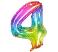 Folat 63244 Ballon Aluminium Numéro Chiffre 4 Yummy Gummy Rainbow 86 cm - héliumballon pour Date d'anniversaire, Anniversaire, Décoration