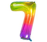 Folat 63247 Ballon Aluminium Numéro Chiffre 7 Yummy Gummy Rainbow 86 cm - héliumballon pour Date d'anniversaire, Anniversaire, Décoration