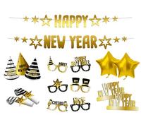 Folat 63764 Boîte de Fête Happy New Year - BlackGold HNY - Décorations de réveillon du Nouvel, Fournitures de fête Happy New Year, Bonne année