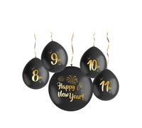 Folat 63766 Ballons en latex - Set compte à rebours - BlackGold HNY - 33 cm & 61 cm - 5 pièces - Décorations de réveillon du Nouvel, Fournitures de fête Happy New Year, Bonne année