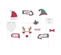 Folat 63779 Accessoires Photobooth - Holly Jolly - 12 pièces Couleurs de Noël - Décoration de Noël, Décorations de fête de Noël, De Noël Photo Accessoires de fête