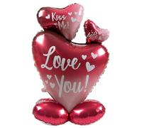 Folat Ballon aluminium debout-Ombre 3 coeurs-77 cm-Coeur Rouge Love Decoration pour Saint-Valentin, Mariage, Fête des Mères, 63793, Multicolore