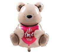 Folat 63794 Ballon aluminium - Ombre Love - Ours brun "I love you" - 56 cm - Coeur Rouge Love Decoration pour Saint-Valentin, Fête Mariage, Fête des Mères