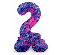 Folat 63922 Ballon Aluminium Numéro avec base Chiffre 2 Paint Splash 72 cm - Pour Date d'anniversaire, Anniversaire, Décoration, pas besoin d'hélium