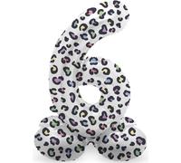 Folat 63936 Ballon Aluminium Numéro avec base Chiffre 6 Bright Panther 72 cm - Pour Date d'anniversaire, Anniversaire, Décoration, pas besoin d'hélium