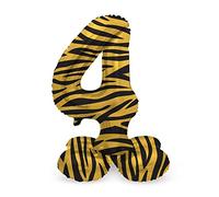 Folat 63954 Ballon Aluminium Numéro avec base Chiffre 4 Tiger Chic 72 cm - Pour Date d'anniversaire, Anniversaire, Décoration, pas besoin d'hélium