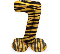 Folat 63957 Ballon Aluminium Numéro avec base Chiffre 7 Tiger Chic 72 cm-Pour Date, Anniversaire, Décoration, pas besoin d'hélium, Coloré