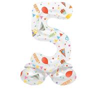 Folat 63965 Ballon Aluminium Numéro avec base Chiffre 5 Joyful Party 72 cm-Pour Date, Anniversaire, Décoration, pas besoin d'hélium, Multicolore