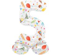 Folat 63965 Luftballon Geburtstag Stehender Ziffer 5 Joyful Party Weiß mit Gesch