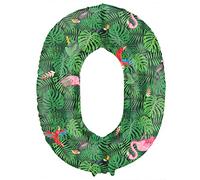 Folat 64150 Ballon Aluminium Numéro Chiffre 0 Jungle Vibes 86 cm-héliumballon pour Date, Anniversaire, Décoration, Vert