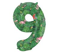 Folat 64159 Ballon Aluminium Numéro Chiffre 9 Jungle Vibes 86 cm-héliumballon pour Date, Anniversaire, Décoration, Vert, cm
