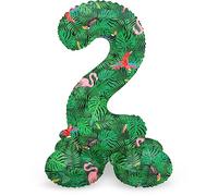 Folat 64732 Ballon Aluminium Numéro avec base Chiffre 2 Jungle Vibe 41 cm - Pour Date d'anniversaire, Anniversaire, Décoration, pas besoin d'hélium