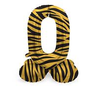 Folat 64750 Ballon Aluminium Numéro avec base Chiffre 0 Tiger Chic 41 cm - Pour Date d'anniversaire, Anniversaire, Décoration, pas besoin d'hélium