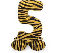 Folat 64755 Ballon Aluminium Numéro avec base Chiffre 5 Tiger Chic 41 cm-Pour Date, Anniversaire, Décoration, pas besoin d'hélium, Coloré