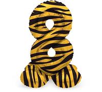 Folat 64758 Ballon Aluminium Numéro avec base Chiffre 8 Tiger Chic 41 cm-Pour Date, Anniversaire, Décoration, pas besoin d'hélium, Coloré