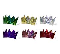 Couronnes holographiques Paier avec ruban élastique Animation de fête 6 pièces multicolores