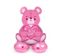 Folat- Ourson 65861 61 cm-Baby Shower, Rosa Ballon, Gender Reveal Party Decoration pour Douche de Bébé, déco de Naissance Fille, Rose