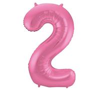 Folat 65902 Ballon Aluminium Numéro Chiffre 2 métallique Rose 86 cm - héliumballon pour Date d'anniversaire, Anniversaire, Décoration