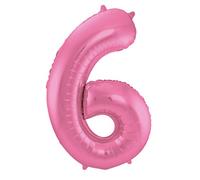 Folat 65906 Ballon Aluminium Numéro Chiffre 6 métallique Rose 86 cm - héliumballon pour Date d'anniversaire, Anniversaire, Décoration