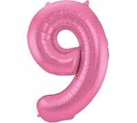 Folat 65909 Ballon Aluminium Numéro Chiffre 9 métallique Rose 86 cm - héliumballon pour Date d'anniversaire, Anniversaire, Décoration