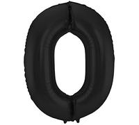 Folat 65930 Ballon Aluminium Numéro Chiffre 0 Noir Métallisé Mat 86 cm - héliumballon pour Date d'anniversaire, Anniversaire, Décoration