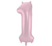 Folat 65951 Ballon Aluminium Numéro Chiffre 1 Rose Pastel Métallisé Mat 86 cm - héliumballon pour Date d'anniversaire, Anniversaire, Décoration