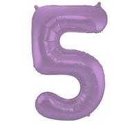 Folat 65975 Ballon Aluminium Numéro Chiffre 5 Violet Métallisé Mat 86 cm - héliumballon pour Date d'anniversaire, Anniversaire, Décoration