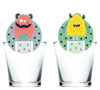 Folat 68312 Marqueurs en verre Monster Bash-6 pièces, Multicolore