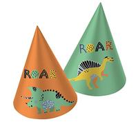 Folat-Pour Enfant 68328 Chapeaux de fête Papier Dino Roars-6 pièces, Caricature, Multicolore, m