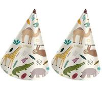 Folat 68329 Chapeaux de fête Papier Zoo Party-6 pièces, Multicolore (Lot de 2)
