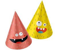 Folat 68330 Chapeaux de fête Papier Monster Bash-6 pièces, Multicolore