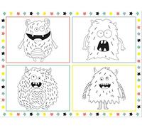 Folat 68340 Sets de table Coloriages Monster Bash-6 pièces, Multicolore