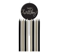 Folat 68691 d'anniversaire, Champagne Or-Ensemble de Bougies-Crème Noir-9,5 cm-pièces-Une décoration Happy Birthday chic et charmante, Multicolore