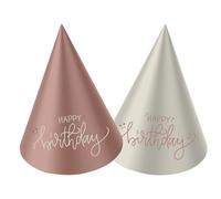Folat 68712 Décoration du Geburtstag Rosa, Creme, Champagner Gold - Mini Chapeau de fête - Crème Rose - 10 cm - 6 pièces - Une décoration Happy Birthday attrayant et élégantes