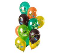 Folat 68870 Ballons Dinosaure Vert Métallique 30cm - 12 piècesLatex Ballons convient á Hélium pour Décoration de Fête