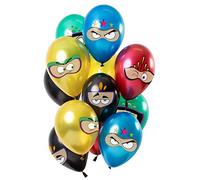 Folat 68895 Ballons Super-héros Multicolore Métallique 30cm - 12 piècesLatex Ballons convient á Hélium pour Décoration de Fête