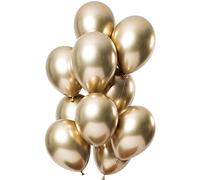 Folat 69711 Ballons Mirror Effect Doré 33cm - 12 piècesLatex Ballons convient á Hélium pour Décoration de Fête