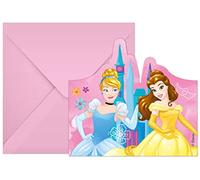 Procos- Folat 93945P Invitations FSC Princess-6 pièces, Multicolore, 11cm x 10cm