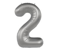 Folat Aluminium Argent Chiffre 2-Moonlight Silver-Satin Gloss-86 cm-Ballon de décoration de fête d'enfants, anniversaires, pouvant être rempli d'hélium, 10472