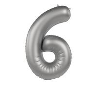 Folat Aluminium Argent Chiffre 6-Moonlight Silver-Satin Gloss-86 cm-Ballon de décoration de fête d'enfants, anniversaires, pouvant être rempli d'hélium, 10476