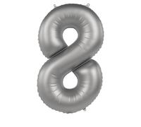 Folat Aluminium Argent Chiffre 8-Moonlight Silver-Satin Gloss-86 cm-Ballon de décoration de fête d'enfants, anniversaires, pouvant être rempli d'hélium, 10478