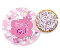 Folat Assiettes jetables Birth Girl C'est une fille, 63650, Roze