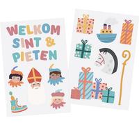 Folat Autocollants de fenêtre 'Welkom Pieten' -Sint en Pieten-13 pièces-Sinterklaas, Saint Nicolas Décoration pour les enfants, 65715, Multicolore