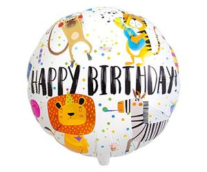 Folat - Ballon alu 'Happy Birthday!' Animaux - 45cm