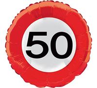 Folat - Ballon Aluminium 50ème Anniversaire Panneau de signalisation - 46 cm