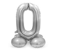 Folat - Ballon Aluminium avec base Chiffre 0 Argenté - 72 cm