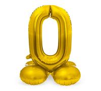 Folat - Ballon Aluminium avec base Chiffre 0 Doré - 72 cm