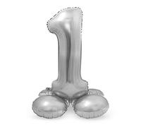 Folat - Ballon Aluminium avec base Chiffre 1 Argenté - 72 cm