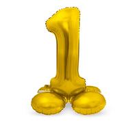 Folat - Ballon Aluminium avec base Chiffre 1 Doré - 72 cm